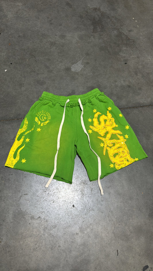 SOFT GREEN RHINESTONE SHORTS
