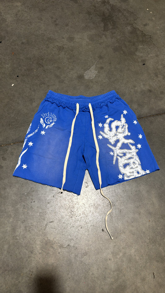 ELECTRICE BLUE RHINESTONE SHORTS